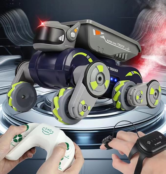 Robot Dog Toys for Boys Girls, Remote Control Car for Kids Ages 5-7, Rechargeable RC Car Stunt Kids Toys with Light Music Gesture Sensing RC Trucks Robot Toy for 8-12 Boys Girls Birthday Gift Green