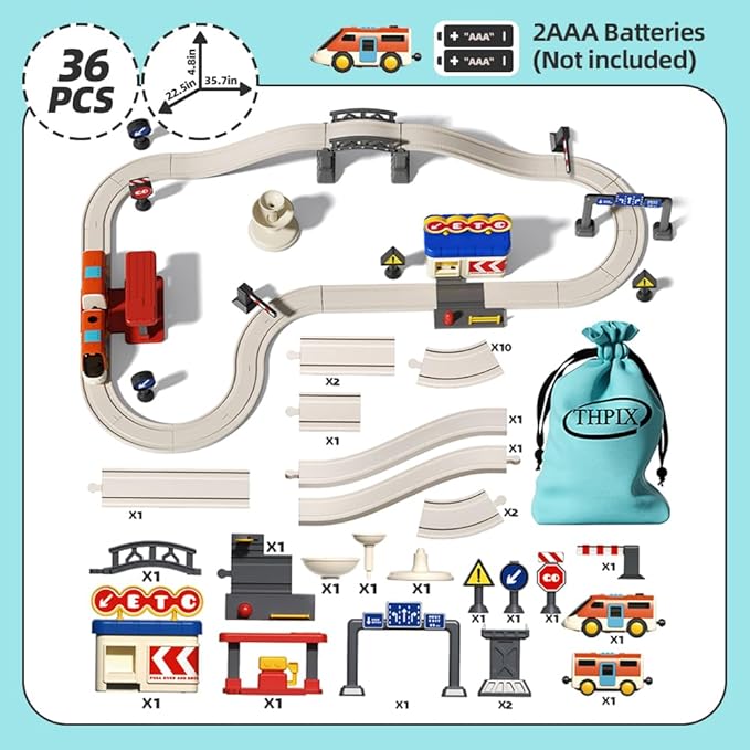 36 pcs High-Speed Train Set for Urban Rail Adventure, Magnetic Connection Train for Boys & Girls, Train Track for 3-7 Years Old Toddlers & Kids, Railway Set Christmas Toys for Kids