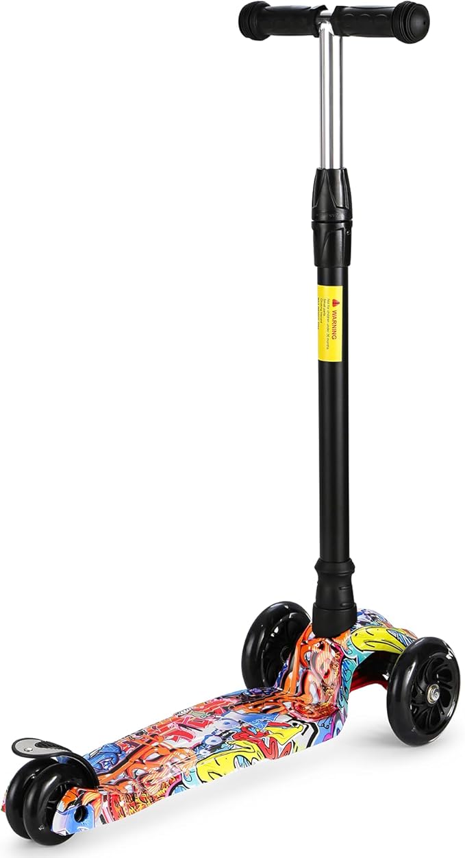 Kids Kick Scooter, 3 Wheeled Scooter for Kids, Child/Toddlers Toy, Adjustable Height, Anti-Slip Deck, Flashing Wheel Lights, for Boys/Girls 3-12 Year Old