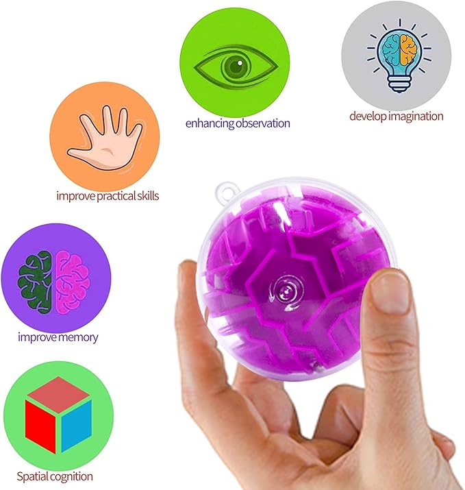 100 Pcs Puzzle Maze Ball Mini 3D Gravity Cube Puzzle Ball Toy for Kids Ages 3 6 7 8-10, Educational Challenges Magic Brain Teasers Games for Boys Girls Birthday Gifts Classroom Prize