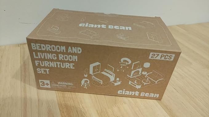 Giant bean 27pcs Green Wooden Plastic Dollhouse Furniture, Modern Living Room Bedroom Set, Dollhouse Accessories Pretend Play Furniture Toys for Boys Girls Kids & Toddlers 3+