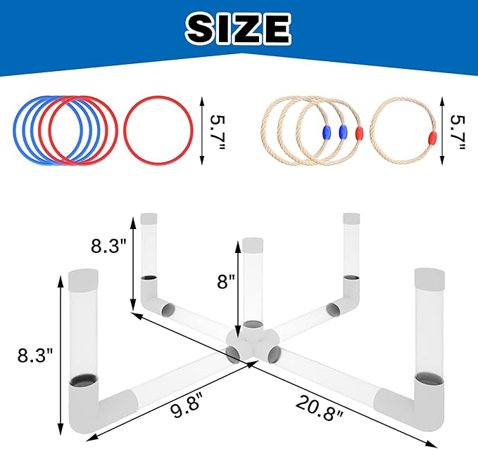 MOLACHI Ring Toss Games for Adults and Kids,Yard Games,Outdoor Indoor Games with LDE Light,Easy to Set Up w/Compact Carry - Backyard Toys,Christmas Party Toss Game for The Whole Family