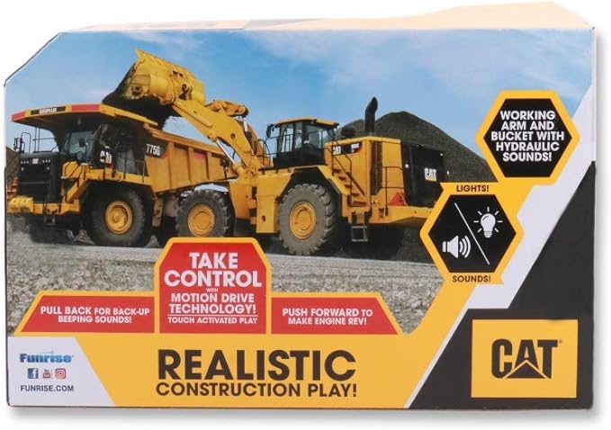 CAT Construction Toys, Power Haulers Excavator, Yellow Construction Vehicle with Motion Drive Technology and Lights & Sounds, for Kids and Toddlers Ages 3+