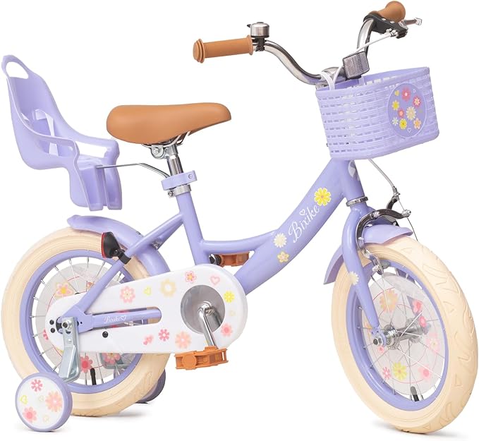 Girls Bike with Basket for Toddlers and Kids Aged 3-14 Years Old, 14 16 18 Inch with Training Wheels & Doll Seat, 20 Inch with Kickstand & Rear Rack, Princess Style Bicycle for Gift