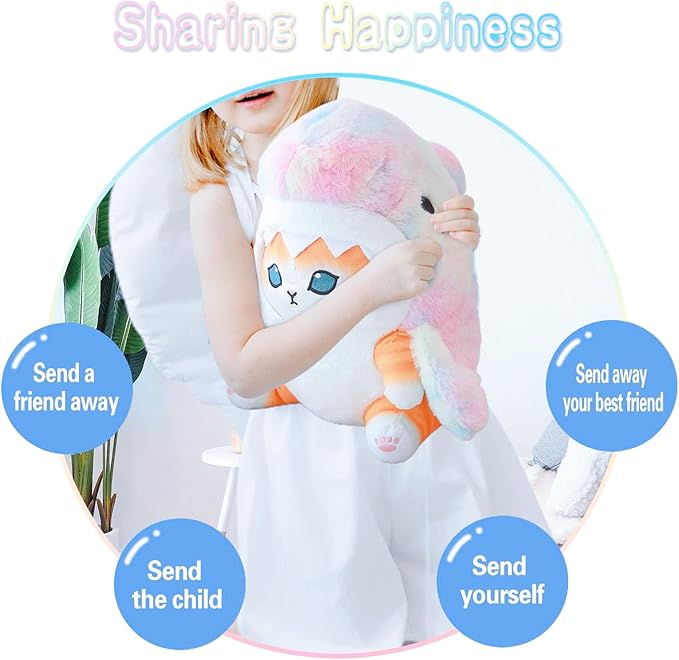 Kawaii Shark Cat Plush Toy Stuffed Animal Doll, Cute Soft Pillow Stress Release Hugs Toys Christmas Halloween Birthday Gifts for Kids Boys Girl Best Gift (Colorful - Yellow,15 inch)