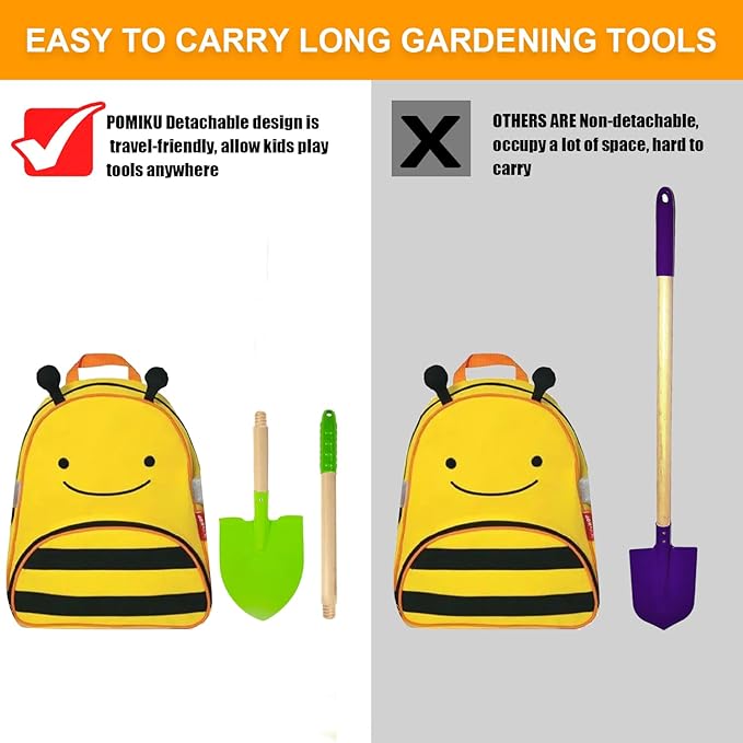 8PCS Kids Gardening Tools, Kids Rake and Shovel Set, Toddler Outdoor Yard Tools, Garden Toys Gifts for Boys Girls Age 3 4 5 6 7 8 Years Old