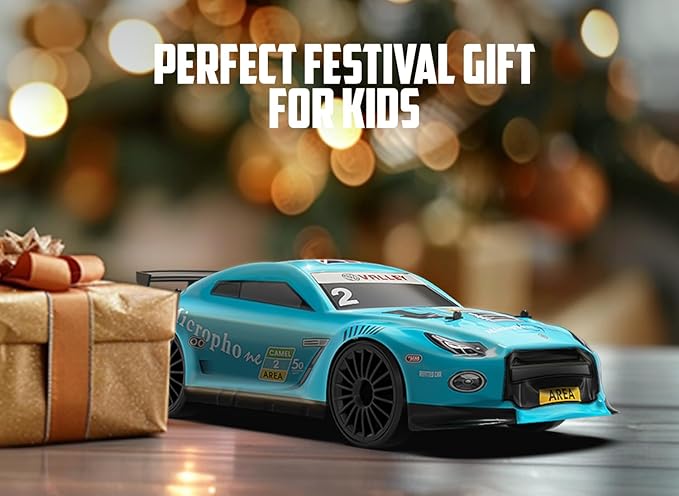 RACENT RC Drift Car - 1:14 Scale 4WD 15MPH Fasr Remote Control Toy for Boys Kids Adults with Drifting & Racing Tires, 2 Rechargeable Batteries (Blue)