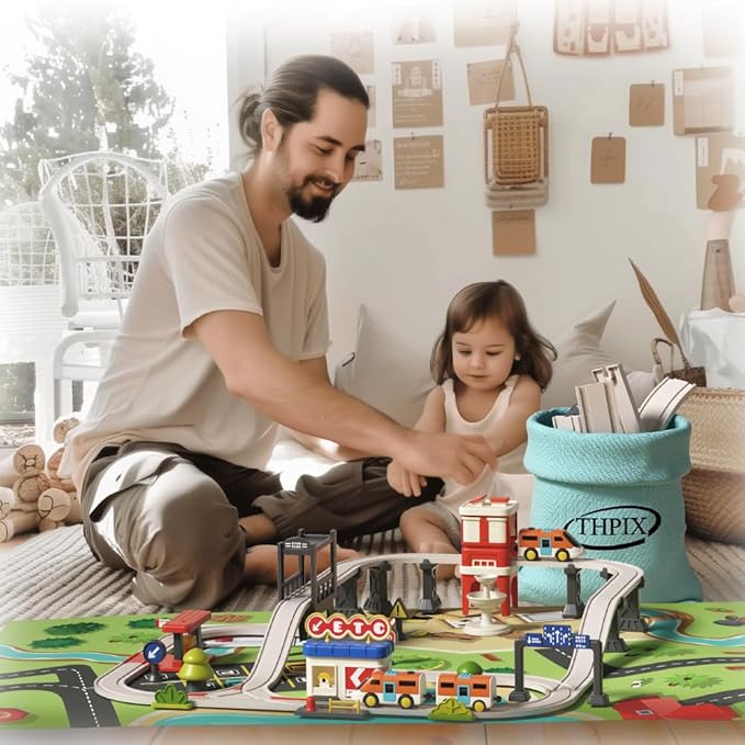 57 pcs High-Speed Train Set for Urban Rail Adventure, Magnetic Connection Train for Boys & Girls, Train Track for 3-7 Years Old Toddlers & Kids, Railway Set Christmas Toys for Kids