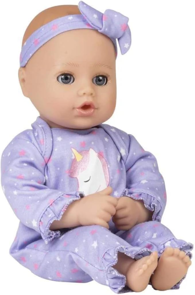 ADORA Play Time Babies 13 Inch Baby Doll, Soft Vinyl Body, Powder Scent, Includes Clothes and Accessories, Gift for Toddlers Ages 1 Year and Up - Unicorn Glitter