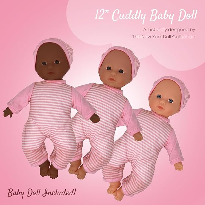 Baby Doll Set with 12 Inch Soft Baby & Foldable Walker, Cute Baby Doll Accessories Playset, Learn to Walk Dolls for Toddlers Boys and Girls