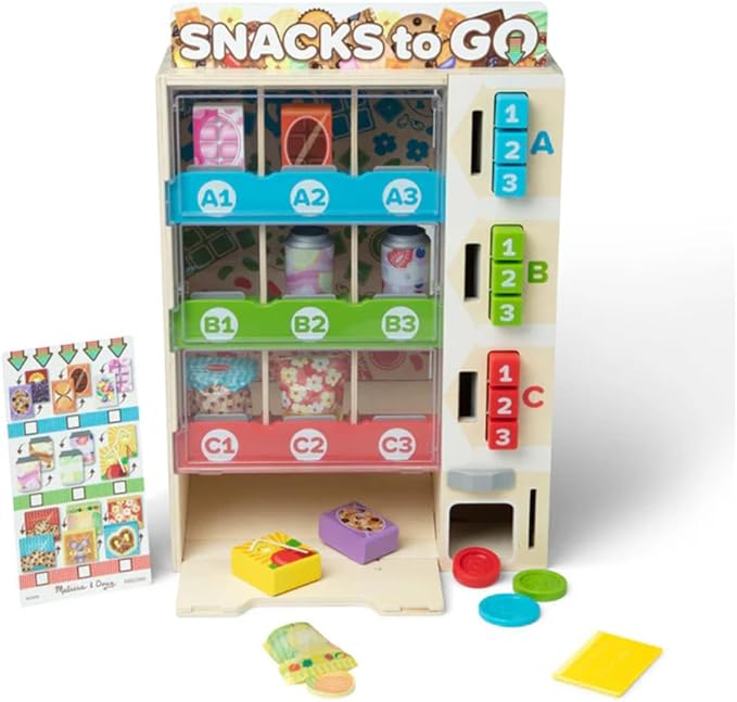 Melissa & Doug Sort, Stock, Select Wooden Vending Machine Play Set, Wooden Toy Play Food for Boys and for Girls 3+