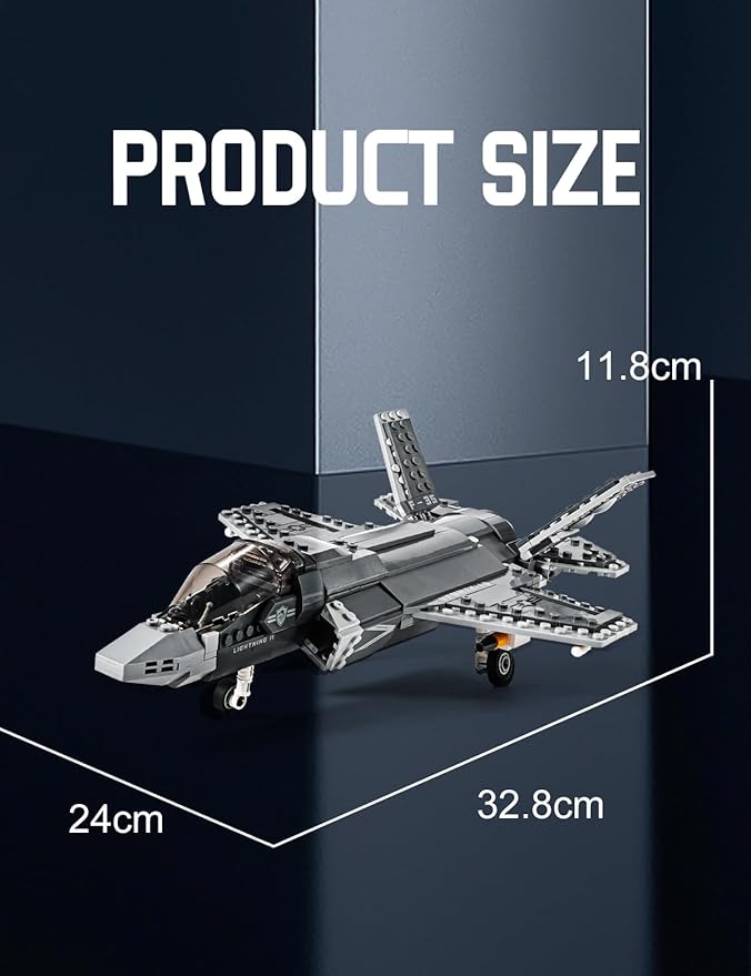 SEMKY Military Series F-35 Lightning II Fighter Jet Air Force Building Block Set (646 Pieces) -Building and Military Toys Gifts for Kid and Adult