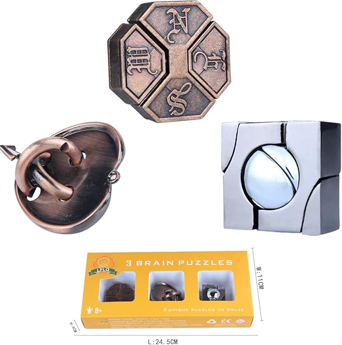 Brain Teaser Puzzle for Adults Puzzles Metal Hole Lock Adult Educational Toy Jigsaw IQ Puzzle (Orange)