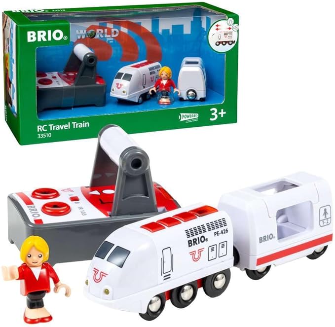 BRIO Remote Control Travel Train - Kids Toy with Light and Sound Features | Battery Operated | Compatible with Wooden Railway Tracks | Perfect for Toddlers Age 3+