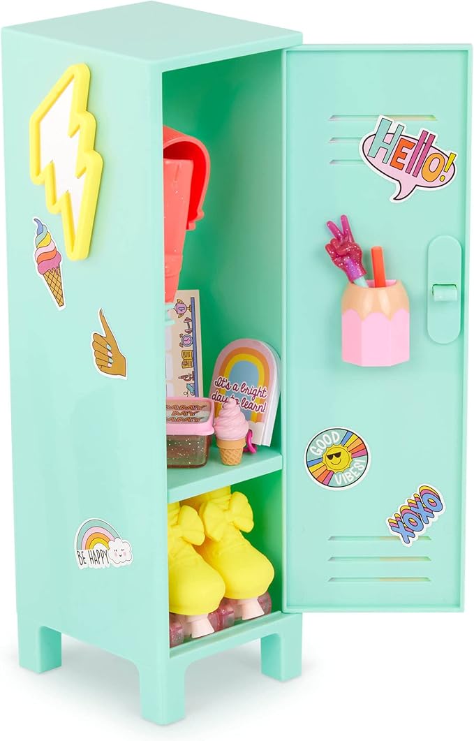 Glitter Girls – 14-Inch Poseable Doll Set – Blonde Hair & Green Eyes – School Locker, Roller Skates & Accessories – Toys for Kids 3 Years+ – Sunnie & GG School Locker Playset