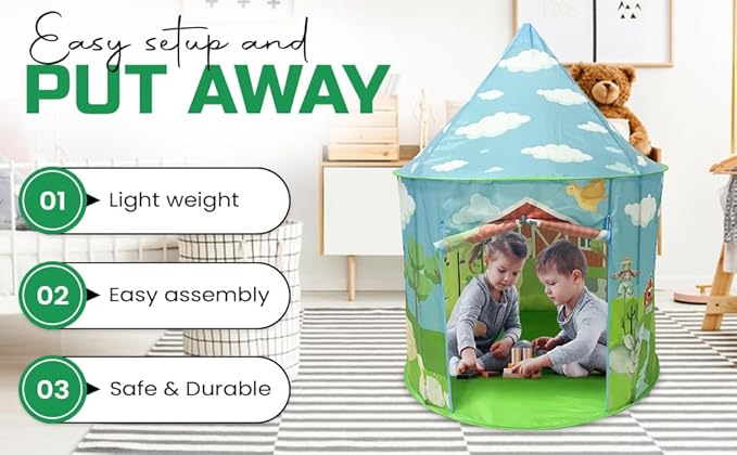 Playhouse for Boy Girl - Play Tent for Kids Toddlers, Pop Up Montessori Creative Sensory Portable Toy Gift, Indoor Outdoor Airfort Bed Fort Party Room Animal Farmer Llama Cow Pig Duck (Farm Barnyard)
