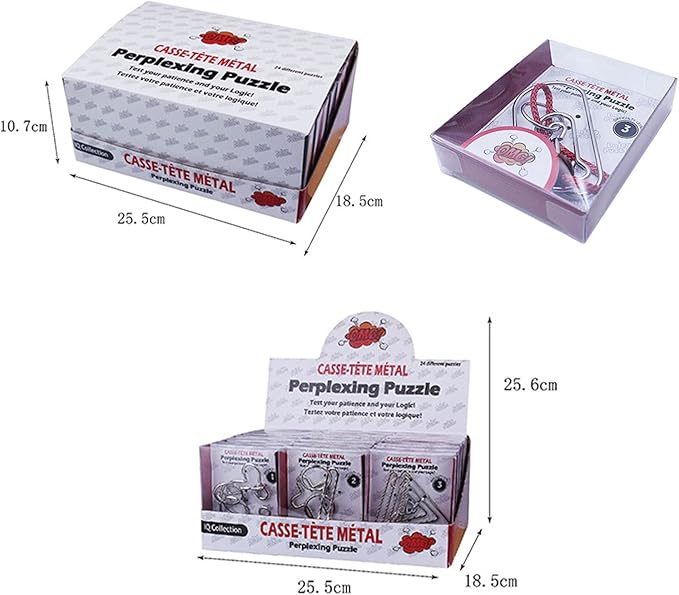 VolksRose 24pcs Brain Teaser Metal Wire Puzzles, Classical Mini Metal Puzzles Set, Mind Smart Game IQ Challenge Puzzle Games, Educational IQ Test Toy Lock Puzzle Gift for Adults Kids Teenagers