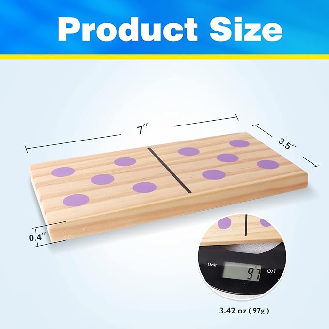 GSE Games & Sports Expert Large Wooden Dominoes with Multi-Color Dots, 28 Piece 7" x 3.5" Dominoes Game Set with Storage Bag for Home, Yard