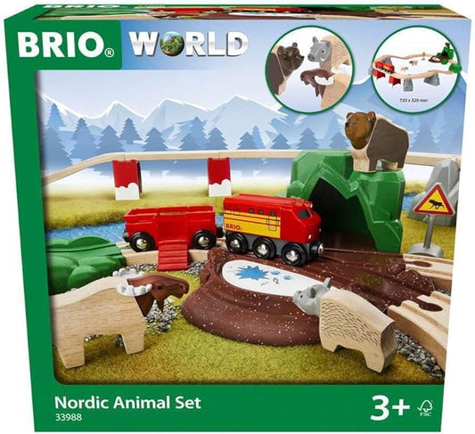 BRIO World 33988 Nordic Animal Set | Premium Wooden Toy Train Set for Kids | Interactive Fun | Compatible with Other BRIO Sets | FSC Certified, Sustainable Toy
