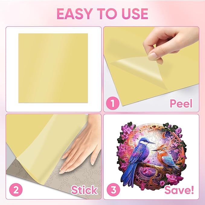 Morandi Birds Wooden Jigsaw Puzzle for Adult and Kids 200 Pcs Unique Shape Multicolor Wood Storage Box Fun Challenge Brain Teaser Family Game Creative Gift for Friends Rompecabezas Madera