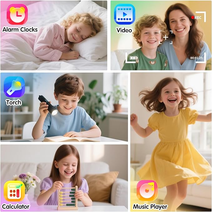 Kids Game Smart Watch for Kids with 24 Puzzle Games HD Touch Screen Camera Video Music Player Pedometer Alarm Audiostory Flashlight 12/24hr Kids Watch Gift for 4-12 Year Old Boys Girls Toys for Kids