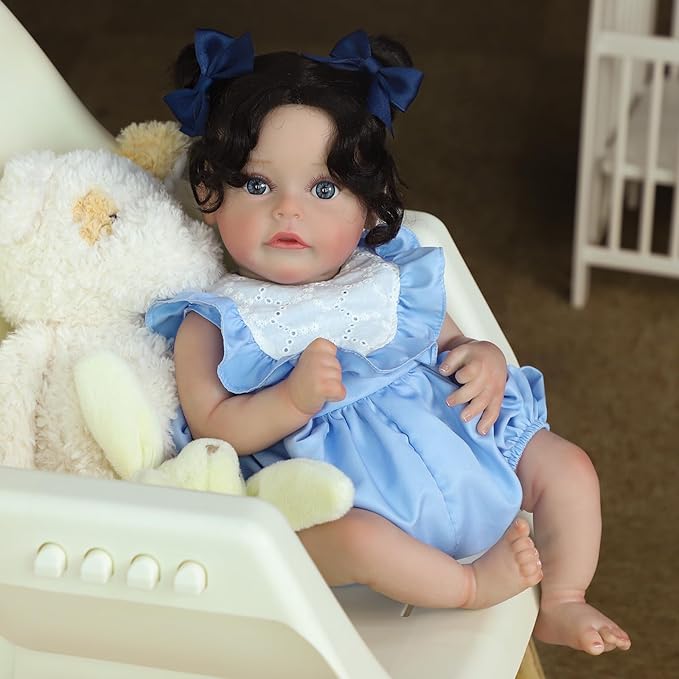 SCOM Reborn Baby Dolls Girl, 18Inch Newborn Baby Doll with Soft Weighted Cloth Body, Lifelike Reborn Toddler With Realistic Veins, Advanced Painted Baby Doll Accessories Gift Set for Kids Girls Age 3+