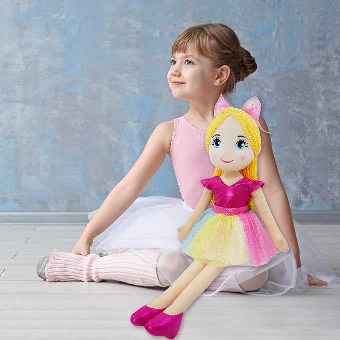 June Garden 30" XL Ballerina Princess Polina - Stuffed Plush Life Size Soft Doll - Pink Outfit - Gift for Toddlers and Little Girls