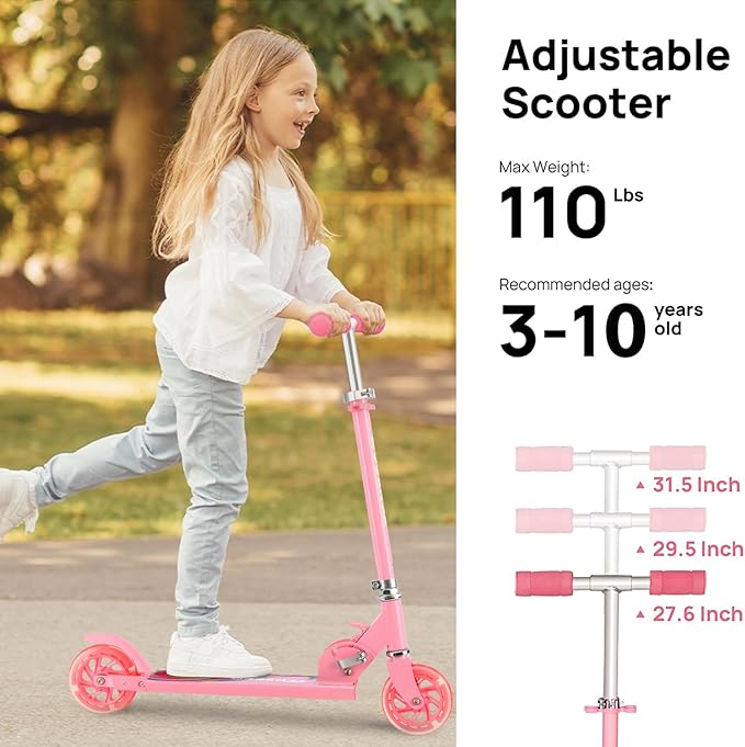TENBOOM Scooter Toys for Kids Ages 6-12/3-5, Christmas Birthday Gifts for Girls Boys, Easy Folding Kids Scooter with 3 Levels Adjustable Handlebar