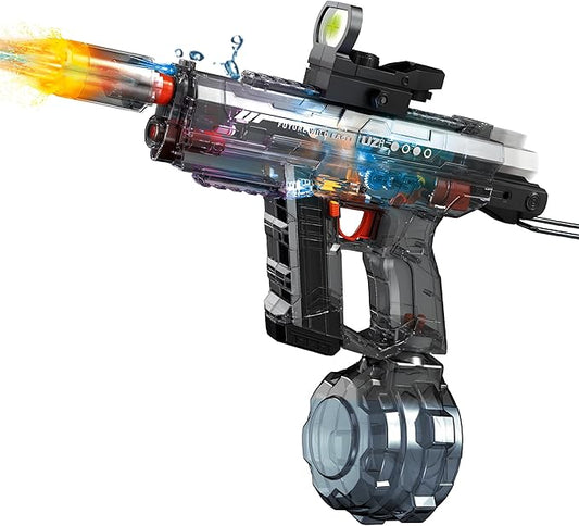 Powerful Electric Water Gun, Automatic & Manual Squirt Gun with LED Light, Rechargeable Battery Powered Water Blaster 28-32 Ft Range, Large Capacity Tank for Outdoor Pool Beach Battle Play