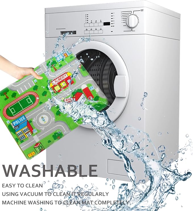 Yincimar Kids Playroom Rug City Life Playmat Kids Rug for Hot Wheels Car 5.2'x3'3" City Map Traffic Road Learning Educational Area Rug Carpet for Children Bedroom Nursery Room Game