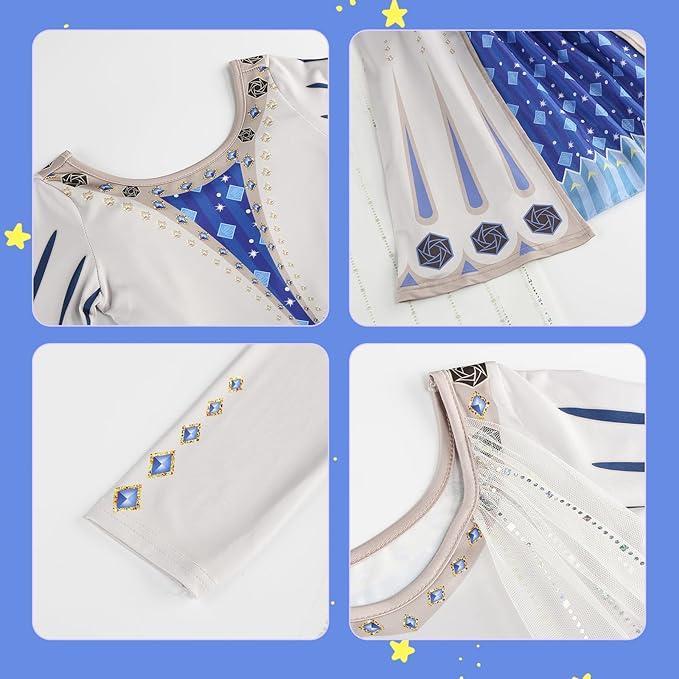 Wish Amaya Queen Costume for Girls Dress up Cosplay Costume Halloween Outfits with Necklace