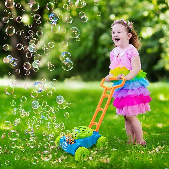 Lydaz Bubble Lawn Mower for Toddlers 1-3, Outdoor Bubble Blower Machine for 1 Year Old Boys Toy Gifts, Kids Easter Push Summer Outside Garden Toys, Birthday Gifts for Preschool Baby Boys Age 1 2 3