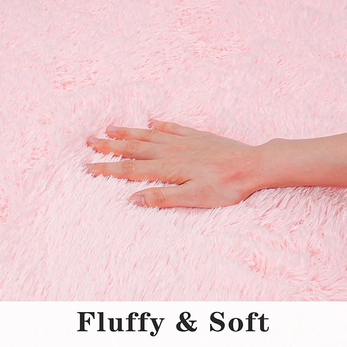 Super Fluffy Rug for Bedroom, Modern Shag Pink Area Rugs 5'x7', Soft and Cozy Plush Large Carpet for Kids, Girls Boys and Teens Decorations for Living Room Dorm Nursery Classroom