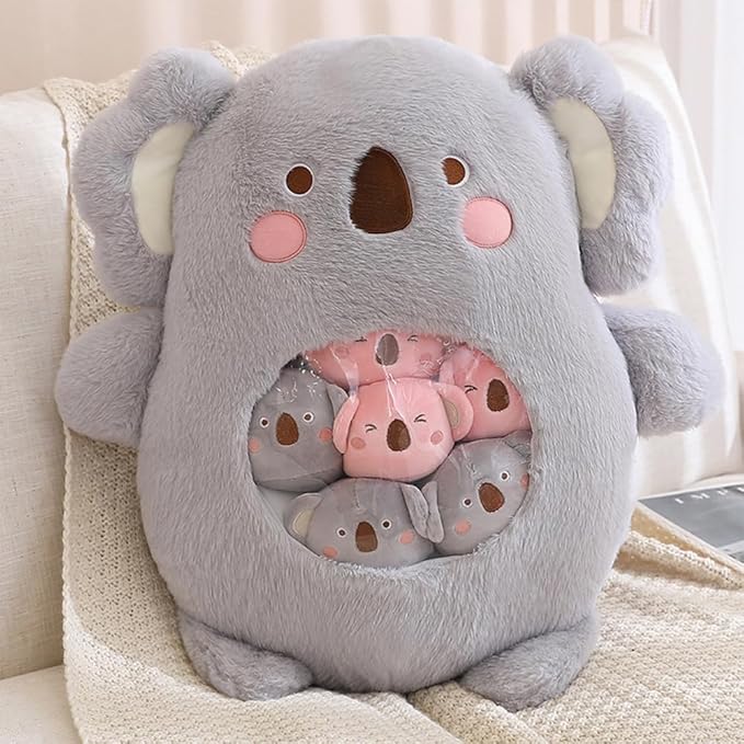 ARELUX Cute Sloth Plush Pudding Pillow:Snack Pillow Toys Bag Removable Stuffed Animal 8Pcs Sets Creative Plush,Soft Koala Plushie Animal Throw Pillow,Dolls Friends Family Member