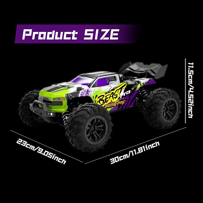 RC Car for Adults, 1:16 Scale All Terrain Fast Car, 40KM/H High Speed Vehicle with Two Rechargeable Batteries, 4WD Waterproof Off-Road Truck, 2.4 GHz Electric Racing Toy Gifts for Boys