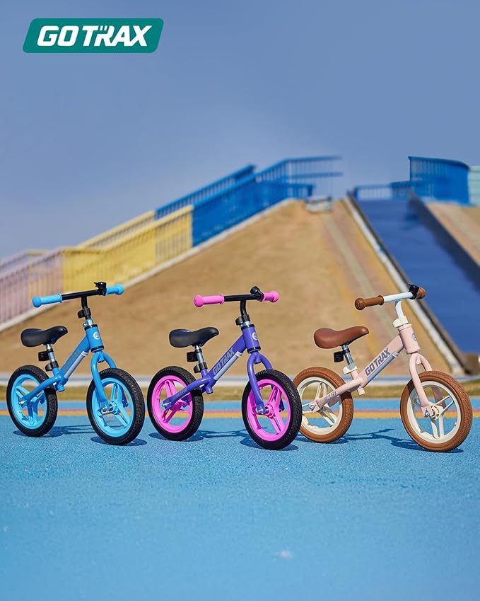 Gotrax KS12 Balance Bike for 2-5, 12" Toddlers Push Bike with LED Light, Adjustable Soft Seat & Handlebar, Flat-Free Tires & Easy Assembly Kids Bicycle, Lightweight & No Pedal, Gift for Boys Girls