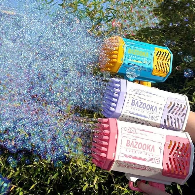 Bubble Gun Bubble Machine Gun 69 Holes Automatic Bubbles Machine for Kids Adults Outdoor Toys Gift for Birthday Wedding Party Bubble Blaster for Indoor Bubble Blower Toddlers - Purple Bubble Makers