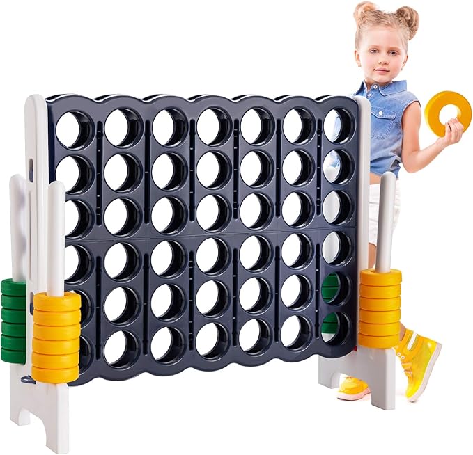 ARLIME Jumbo 4-to-Score Giant Game Set, Backyard Games for Kids & Adults, 4 in A Row W/Quick-Release lever, 42 Build-in Rings Included, Jumbo Size for Outdoor & Outdoor Play