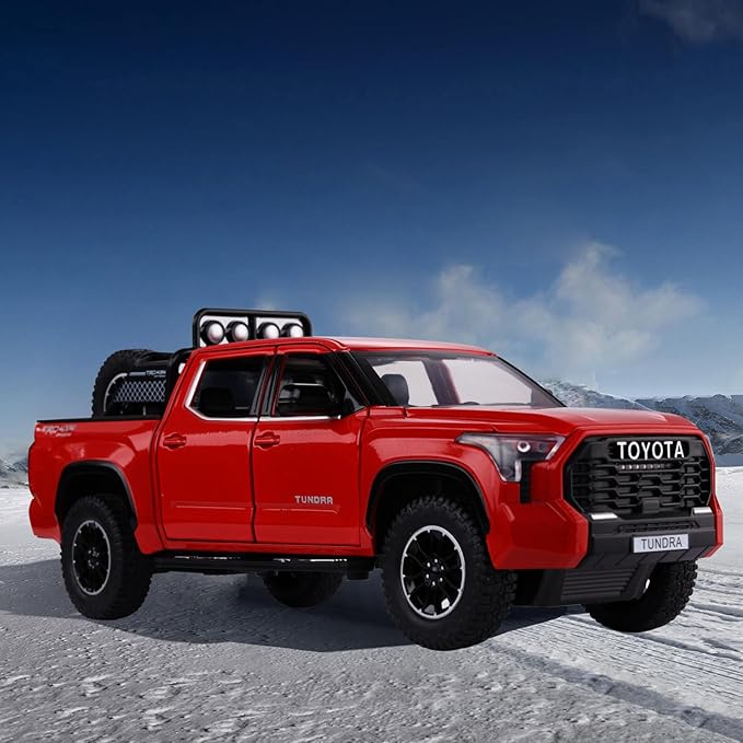 SASBSC Tundra Truck Toys for 3 4 5 6 7 Year Old Boys Pickup Toy Trucks for Boys Age 3-7 Diecast Metal Trucks with Light and Sound Pull Back Toy Cars Gift for Kids