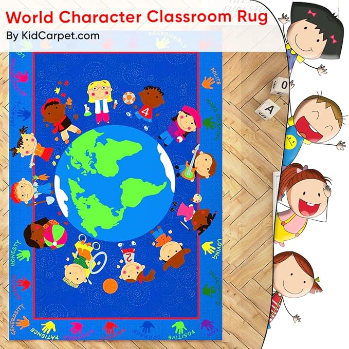 KidCarpet World Character Classroom Rug, 6' x 8'6" Rectangle