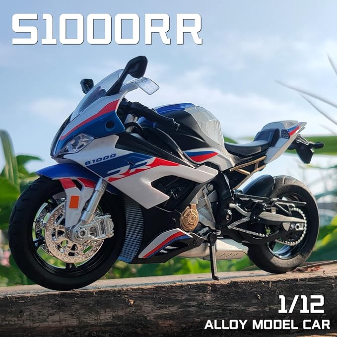 COOLPUR Die Cast Motorcycle Model for S1000RR, Realistic Motorcycle Model, 1:12 Scale Kids Moto Toy or Collection, Boyfriend,Young Peoples Gift(Blue)