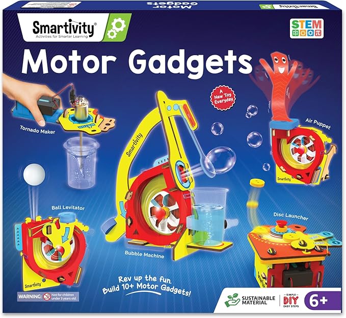 Smartivity 10in1 Motor Gadgets Kit for Kids I STEM Toys for Ages 6,7,8,9,10,11,12,13 Years | Build Cool Electronics Projects | Birthday Gifts for Boys & Girls | Science Kit for Kids 6-13