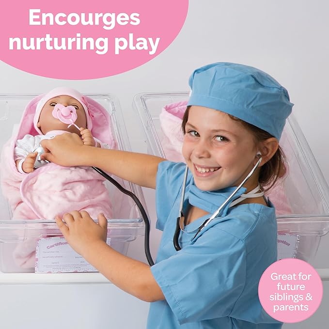 Adora 16 Inch Girl Baby Doll with Accessories Matching 9-Piece Set Including a Pacifier, Hospital, Bracelet, Diaper, and More Gift for Toddlers Ages 3+ Adoption Babies Collection - Cherish