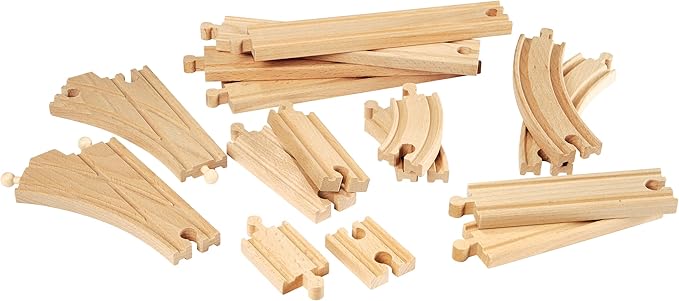 BRIO World Expansion Pack Intermediate - Works with All BRIO Train Sets - FSC-certified 16-Piece Wooden Train Tracks with Switches - Grow Existing Systems and Create Railway Empires - Kids Ages 3 & Up