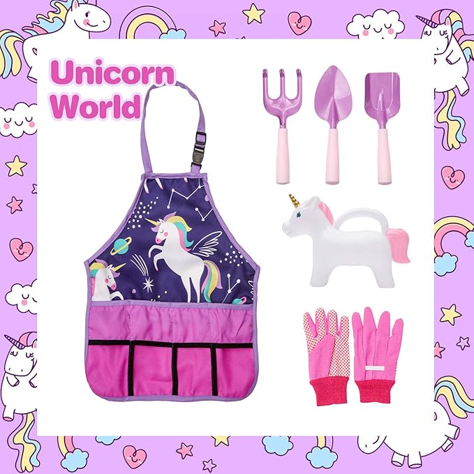 Kids Gardening Set - Kids Gardening Tool Set - Gardening Tools for Kids - Kids Gardening Tools - Kids Gardening - Kids Garden Set - Unicorn Garden Kit for Girls - Gift for Little Girls 3-7 Years Old.