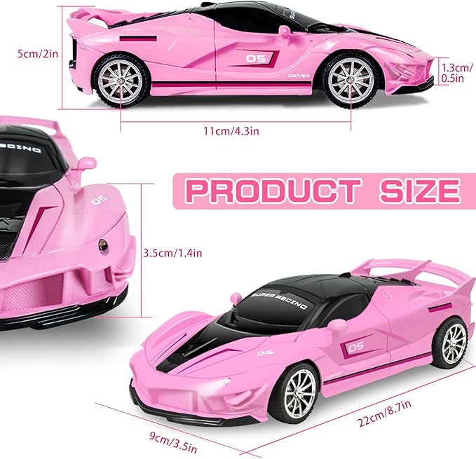 Remote Control Racing Car for Girls Boys 3 4-7 Christmas Birthday Gifts,Hobby RC Cars Toys for Age 3 4 5 6 7 8-12 Year Old Kids- 1:18 Scale Model Racing Car Pink 1 Pack