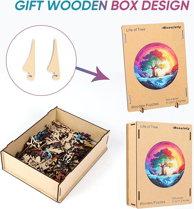 Wooden Puzzles for Adult - Life of Tree Puzzles, 500 Piece Jigsaw Puzzles Home Decor, Natural Puzzle Royal Unique Shape Adult Puzzles, Irregular Wooden Puzzle Creative Gift for Adults(16.5 * 16.5 in)