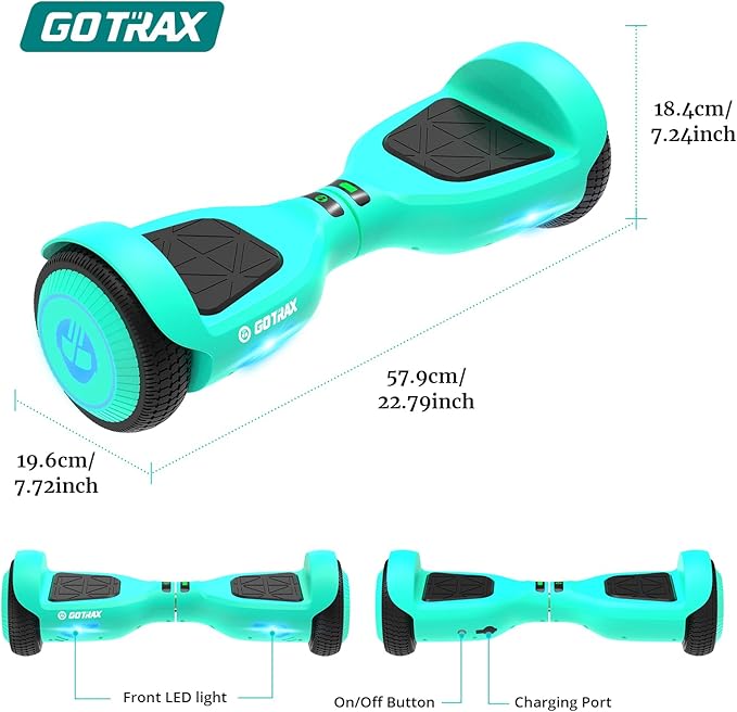 Gotrax Hoverboard with 6.5" LED Wheels & Headlight, Max 4/5 Miles Range, 6.2mph Power by Dual Brushless Motor, UL2272 Certified and 50.4Wh/65.52Wh Battery Self Balancing Scooters for 44-176lbs Kids