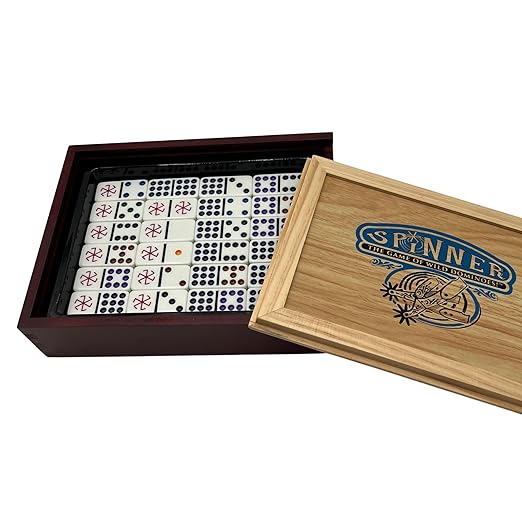 Front Porch Classics, Spinner Domino Game Set in Collectible Wooden Case from Front Porch Classics for 2 to 8 Players Ages 8 and Up
