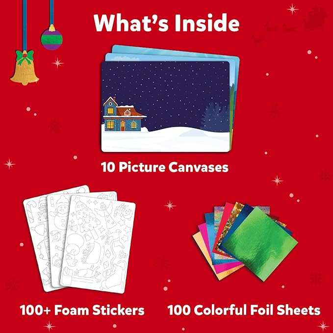 Skillmatics Foil Fun - Holiday Magic, No Mess Art for Kids, Christmas Craft Kits & Supplies, DIY Creative Activity, Travel Toys, Gifts for Boys & Girls Ages 4, 5, 6, 7, 8, 9